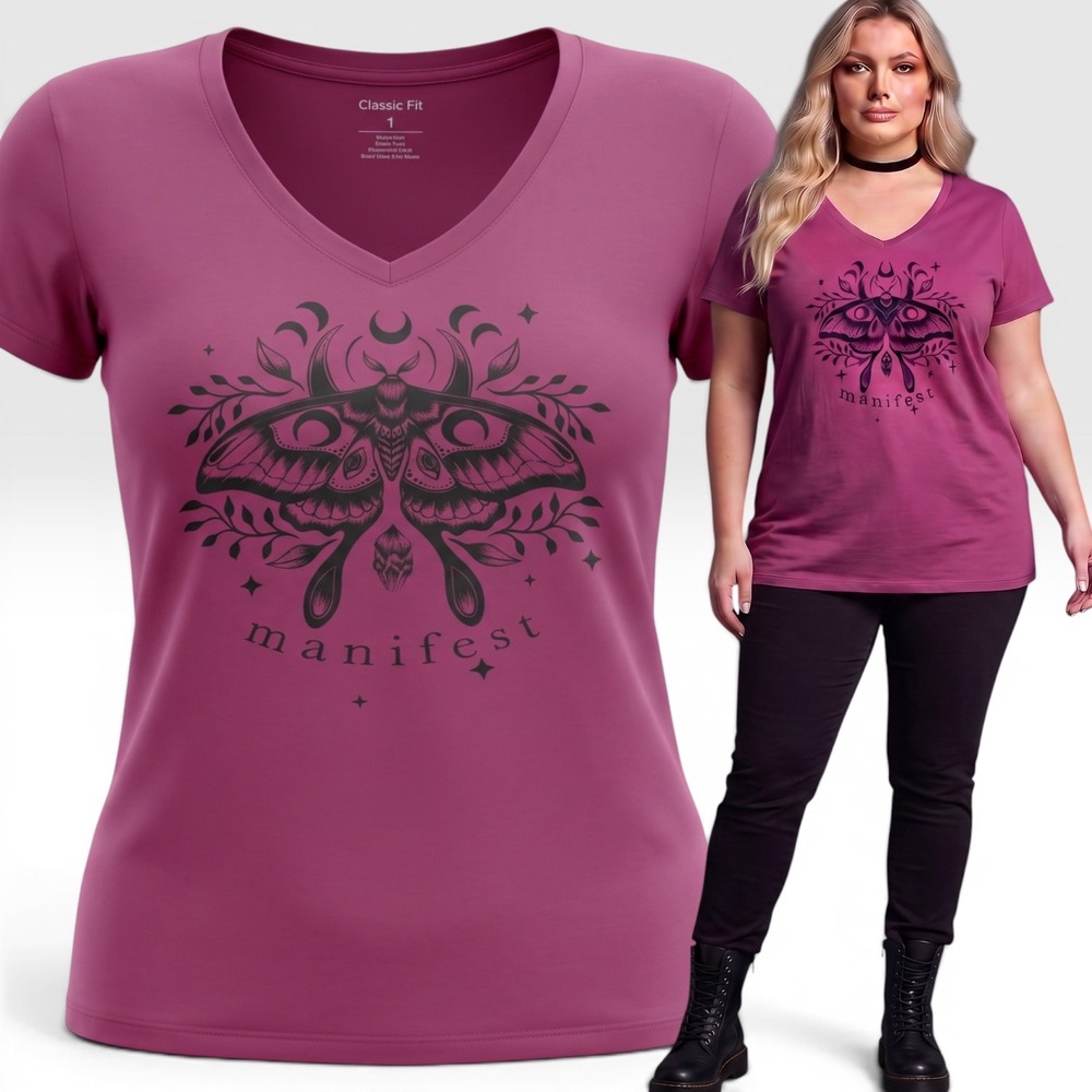 TORRID "Mystic Moth Manifest" V-Neck Graphic Tee Purple NWT Size 1X
